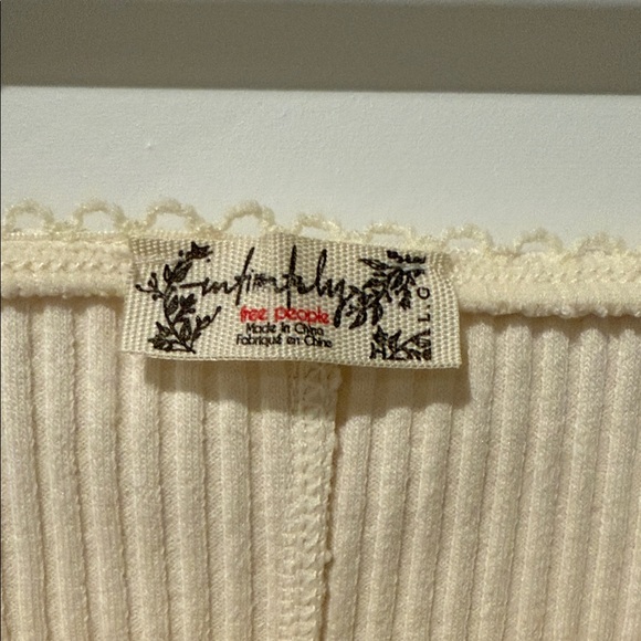 Free People Cream Ribbed Button-Up Top - Picture 2 of 3